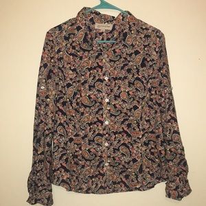 Jones New York sport button down paisley navy L